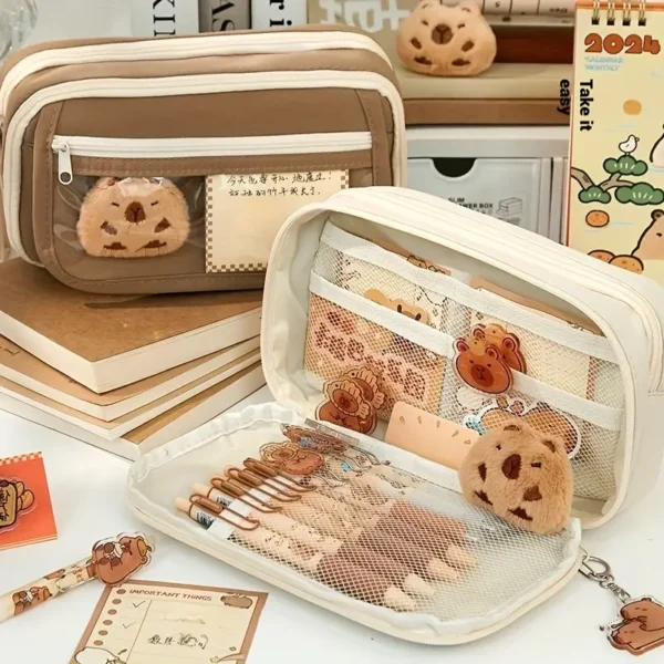 Seven piece set capybara pencil case